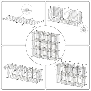 C&AHOME Wire Cube Storage, 9 - Cube Organizer Metal C Grids, Modular Shelves Units, Closet Organizer, Ideal for Home, Office, Living Room, 36.6”L x 12.4”W x 48.4”H, Silver Gray UWCS3009G - Image 9