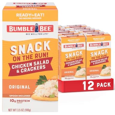 Bumble Bee Snack on the Run Chicken Salad with Crackers Kit, 3.5 oz (Pack of 12) - Ready to Eat, Spoon Included - Shelf Stable & Convenient Protein Snack - Image 1