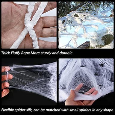 Halloween Decorations - 295" Halloween Spider Web Decorations Outdoor + 59" Giant Fake Spider with Triangular Huge Spiders Web - Scary Decor Clearance for Yard, Patio, Garden, Haunted House Décor - Image 5