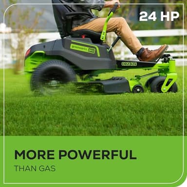 Greenworks 60V 42” Cordless Electric CrossoverZ Zero Turn Riding Mower, (4) 8.0Ah Batteries and (2) Dual Port Turbo Chargers - Image 4