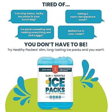 Healthy Packers Ice Packs for Lunch Bags - Original Cool Pack | Slim & Long-Lasting Reusable Ice Pack for Lunch Box, Lunch Bag and Cooler | Freezer Packs for Coolers (3 Pack) - Image 3