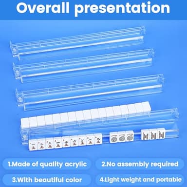 Suncle 4PCS Mahjong Racks with Pushers,Clear Acrylic American Majiang Tile Racks,Imports Modern Mahjong Racks with Built-in Pushers - Image 5