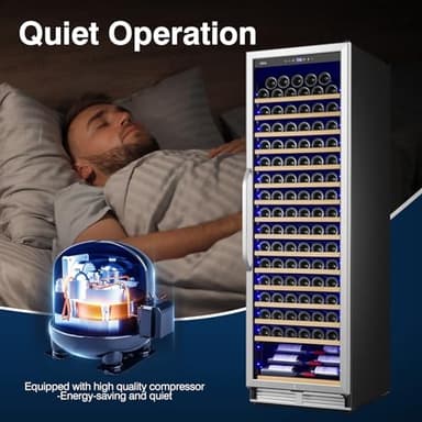 Velieta Upgraded 190 Bottles Wine Cooler Refrigerator,24 Inch Wide Wine Fridge with Professional Temperature Control System, Freestanding or Built-in installation, Quiet Operation - Image 5