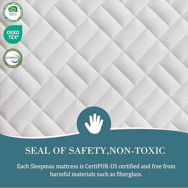 Sleepmax Extra Firm Queen Mattress 12 Inch - Deep Sleep Hybrid Mattress Pressure Relief - No Sagging Bed in a Box for Back & Side Sleepers - Fiberglass-Free, CertiPUR-US Certified, 365-Night Trial - Image 4