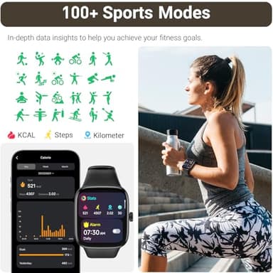 TOZO AMOLED S7 Smart Watch Bluetooth Call 1.85 Inch Ultra HD Screen, Dynamic Dials Messages Push 100+ Sports Modes, Detect Human Health Sleep Monitor with High Battery Life, Touch Function - Image 5