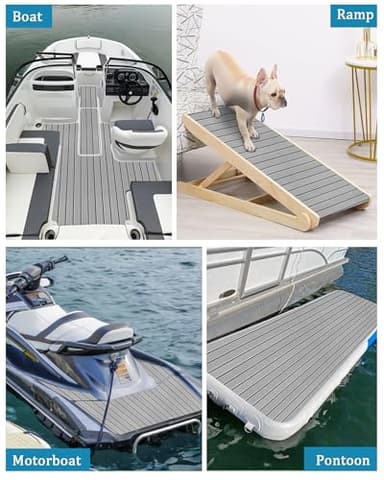 KXKZREN Boat Flooring EVA Foam Decking Sheet Faux Teak Marine Mat Marine Carpet Cooler Tops Non-Slip Self-Adhesive Flooring for Motorboat RV Yacht Kayak Swim Platform 94" x 47"/44"/35"/23"/16" - Image 4