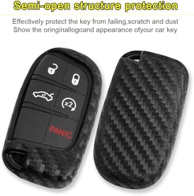 GZJUNFUGJ Key Chain Fob Case Cover Compatible For Dodge Challenger Charger Durango Jeep Grand Cherokee Chrysler Accessories Key Shell Bag Keychain Keyring - Image 7
