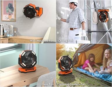 40000mAh Battery Powered Camping Fan, 136Hrs Cooling, Rechargeable Fan High Velocity, Auto 45°/90° Oscillation, Remote & Timer Battery Operated for Car Travel RV Garage Patio Hurricane Emergency - Image 8