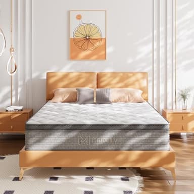 Mubulily Full Mattress,10 Inch Full Size Hybrid Memory Foam and Individual Pocket Spring,Motion Isolation,Medium Firm Mattress,Pressure Relief - Image 1