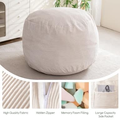 HIGOGOGO Giant Bean Bag Chair Bed for Adults,Convertible Beanbag Folds from Lazy Chair to Floor Mattress Bed,Large Floor Sofa Couch for Adult,Couples,Family,High-Density Foam Filling - Image 3