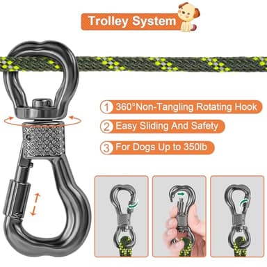 XiaZ Dog Tie Out Cable for Camping, 50ft Portable Overhead Trolley System for Dogs up to 200lbs,Dog Lead for Yard, Camping, Parks, Outdoor Events,5 min Set-up - Image 2