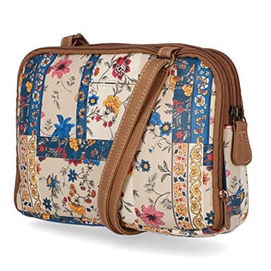 MultiSac Women's Zippy Triple Compartment Crossbody Bag, Pretty Patch/Hazelnut, One Size - Image 4