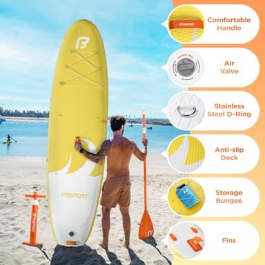 FBSPORT 11' Premium Stand Up Paddle Board, Yoga Board with SUP Accessories & Carry Bag | Wide Stance, Surf Control, Non-Slip Deck, Leash, Paddle and Pump for Youth & Adult - Image 4