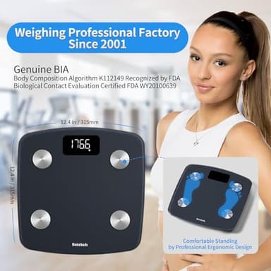 Homebuds Digital Bathroom Scale for Body Weight and Fat, Weighing Professional Since 2001, Body Composition Monitor for BMI Fat Water Muscle with App, 400lb, Blue - Image 2