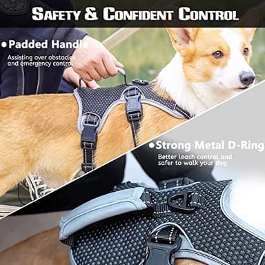 Paworld No Escape Dog Harness, Escape Proof Harness, Fully Reflective Harness with Padded Handle, Breathable,Durable, Adjustable Vest for Medium Dogs Walking, Training, and Running Gear (Black, M) - Image 4