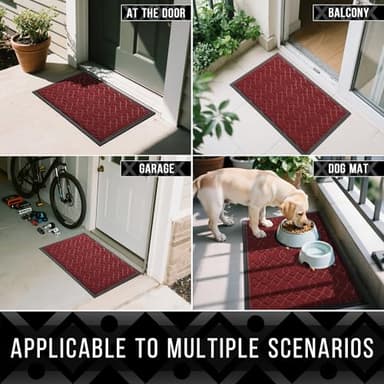 Yimobra Outdoor Mats for Front Door 29.5x17, All-Season Waterproof Doormat Outdoor Entrance, Heavy Duty Non-Slip Outside Door Mat for Garage Patio Proch Entryway Indoor, Red - Image 6