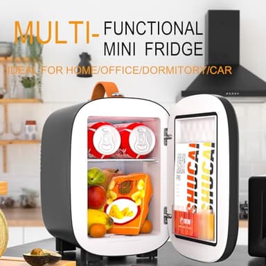 Hansburg Mini Fridge for Bedroom Skincare Cooler & Warmer Portable Small Refrigerator 4 Liter/6 can with 12v AC/DC/USB Option for Food, Drinks, Makeup, Dorm, Office and Car - Image 4