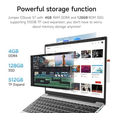 15.6 Inch Laptop with Office 365, 4GB RAM, 128GB Storage Expandable 1TB, 5205U Processor, HD Display, Windows 11 Laptops Computer, Wi-Fi 5, BT4.2, Numpad, Type-C, for Business and Students. - Image 3