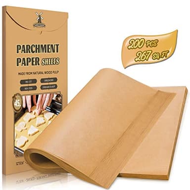 200 Pcs Parchment Paper Sheets, 12 x 16 Inch, Precut Non-Stick Parchment Sheets for Baking, Cooking, Grilling, Air Fryer and Steaming - Unbleached, Fit for Half Sheet Pans - Image 1