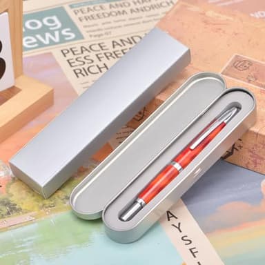 Jinhao 10 Press Fountain Pen with Box, Volcanic Red Retractable Extra Fine Nib with Ink Converter Set (Silver Clip) - Image 5