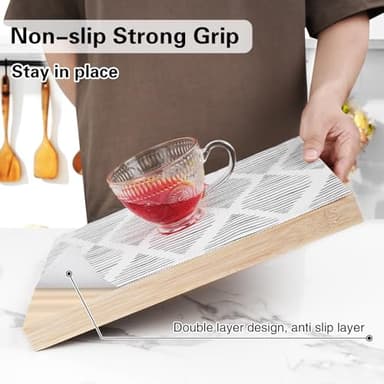 Drawer and Shelf Liner for Kitchen Cabinet,Non-Adhesive Cabinet Liner 12in x 20FT,Waterproof Shelf Paper Non-Slip Mats Cupboard Liners Contact Protect Dresser/Shelves/Table-Square Stripes - Image 2