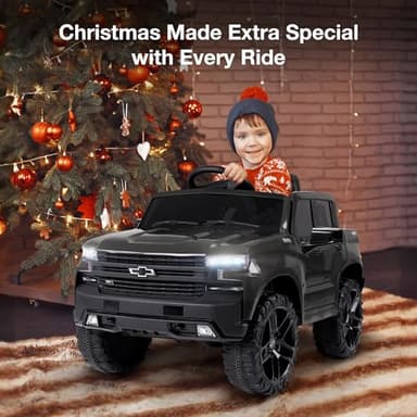 Silverado 12V Kids Boys and Girls Electric Ride on Truck Car Electric Vehicle with Parents Remote Control, 2 Speeds, 4 Wheels, LED Lights, Music - Image 2