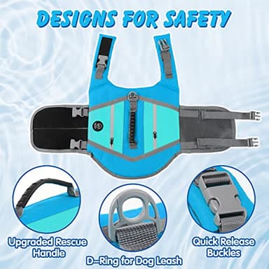 EMUST Dog Flotation Vest, High Visibility Life Vests for Dogs with High Buoyancy, Heavy-Duty Dog Life Jackets for Large Dogs with Adjustable Straps for Pugs, Boxers, Basset Hounds, Blue, L - Image 4