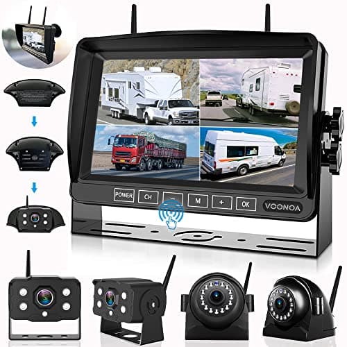 1080P Wireless RV Camera System, IP69 Waterproof Night Vision Backup Camera Side Rear View Camera with 7 Inch HD Monitor for RV Truck Trailer Camper - Image 1