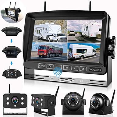 1080P Wireless RV Camera System, IP69 Waterproof Night Vision Backup Camera Side Rear View Camera with 7 Inch HD Monitor for RV Truck Trailer Camper - Image 1