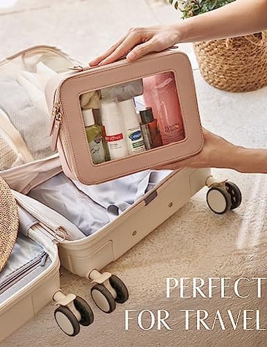 Popvibe Clear Makeup Case Set Pink Toiletry Bag Travel Large Clear Cosmetic Bag with Zipper, Big Make Up Bag Organizer Women Traveling TSA Approved Transparent Bag Car for Essentials - Image 4