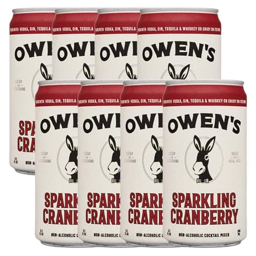 Owen’s Craft Mixers | Sparkling Cranberry 8 Pack | Handcrafted in the USA with Premium Ingredients | Vegan & Gluten-Free Soda Mocktail and Cocktail Mixer