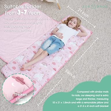 ACRABROS Toddler Nap Mat with Pillow and Blanket, Extra Large Rolled Napping Mats,Slumber Bags for Boys Girls,Kids Sleeping Bag for Daycare, Preschool Travel Camping, Unicorn - Image 7