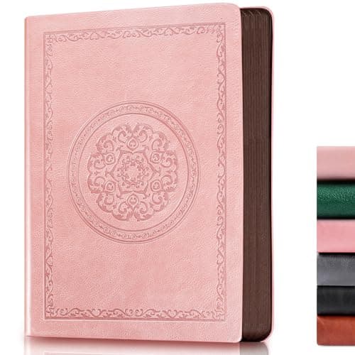 Fetinar 2025 Leather Vintage Journal Notebook,300 Pages,Leather Softcover Lined Journal Notebooks for Women Men,Notebook Journals for Writing Travel,Business,Office,Rose Gold Pink - Image 1