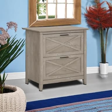 Bush Furniture Key West 2 Drawer Lateral File Cabinet in Washed Gray | Document Storage for Home Office | Accent Chest with Drawers - Image 5