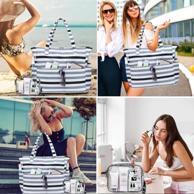 LEDAOU Beach Bag for Women Waterproof Sandproof Tote Bag Pool Bag with Zipper for Gym Shopping Travel with Wet Pocket - Image 7