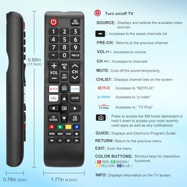 【Pack of 2】 Universal for Samsung-TV-Remote-Control Replacement,Compatible with All Samsung Smart Frame QLED LED 7 Series TVs - Image 6