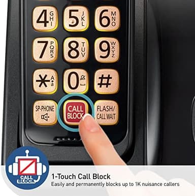 Panasonic Cordless Phone with Advanced Call Block, Bilingual Caller ID, Easy to Read Large High-Contrast Display, Expandable System with 1 Handset, Home Phone - KX-TGD810B (Black - Image 3