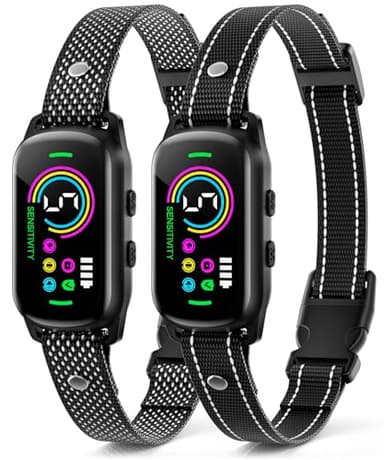 2 Pack Bark Collar, Rechargeable Dog Bark Collar for Large Medium Small Dogs, Smart Training Collar with 5 Adjustable Sensitivity Beep Vibration Harmless Shock, Anti Barking Device for Dogs - Image 1