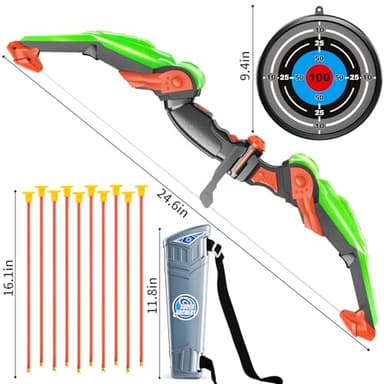 TEMI Kids Bow and Arrow Set - LED Light Up Archery Toy Set with 10 Suction Cup Arrows, Target & Quiver, Indoor and Outdoor Toys for Children Boys Girls - Image 2