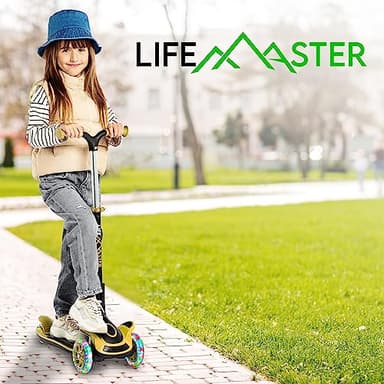 3 Wheel Scooter for Kids with Foldable Seat, Adjustable Handlebar Height, Lean-to-Steer Ride On Toy for Kids Ages 2+, Light-Up LED Wheels, Wide Anti Slip Deck, Indoor & Outdoor Use, Yellow - Image 8