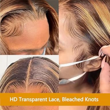 ROLKISA Highlight Ombre Lace Front Wig Human Hair 28Inch Honey Blonde Lace Front Wigs13x6 HD Lace Front Wig Human Hair 180% Density 4/27 Colored Straight Human HairPre Plucked - Image 5