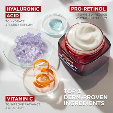 L'Oreal Paris Revitalift Triple Power Anti-Aging Face Moisturizer, Fragrance Free, Pro Retinol, Hyaluronic Acid & Vitamin C to Reduce Wrinkles, Firm & Brighten Skin, 2.55 Oz - Image 3