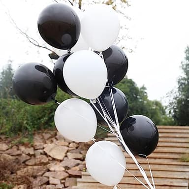 100pcs Black and White Balloons 12 Inch Thickened Latex Balloons for Birthday Wedding Graduation Party Decorations (Black White balloon) - Image 3