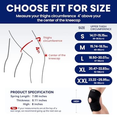 JOMVD Knee Brace for Knee Pain, Meniscus Tear, Adjustable Knee Support with Side Spring Stabilizers for Meniscus Tear, Arthritis, Patella Stability, Knee Pain Relief, Women and Men - Image 6