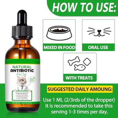 Cat Antibiotics, Antibiotics for Cats, Natural Cat Antibiotics Multivitamin Herbal Supplements 60ml - Image 7