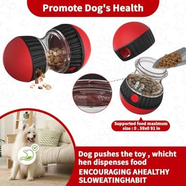 COSOWO Interactive Dog Treat Dispenser and Puzzle Toys, Dog Slow Food Feeder Rolling Ball for Reducing Boredom and IQ Training Toys, Red - Image 4