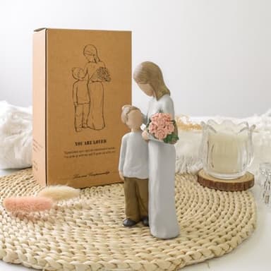 Faumsut Mother and Son Figurines Statues, Sculpted Hand-Painted Mom and Child Statues Gifts for Mother’s Day Anniversary Birthday Home Decor - Image 7