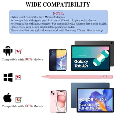 Universal Magnetic Stylus Pen for iOS/Android,Rechargeable Touch Screen Pen for Drawing & Writing Tablet Stylus with POM Tip for iPhone/Samsung/XiaoMi/Huawei/Vivo/Lenovo and Other Android device -Pink - Image 2
