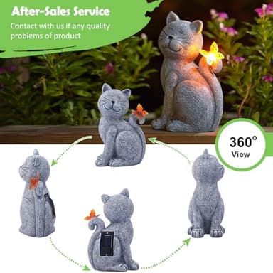 Nacome Cat Outdoor Statues for Garden: Outside Decor with Butterfly Clearance for Yard Art Lawn Ornaments Porch Patio Balcony Home House - Birthday Gifts for Grandma Mom Women - Image 4