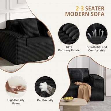 75'' Cloud Loveseat Sofa, No Assembly Required Comfy Deep Seat Couches 1 pcs for Living Room, Bedroom, Apartment - Image 6
